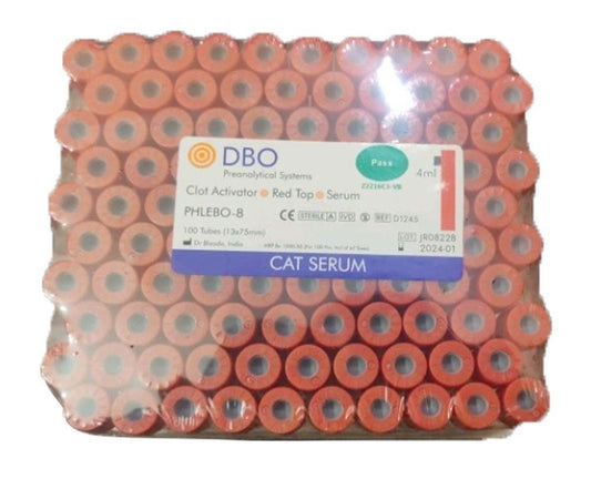 DBO Phlecocuum Serum Clot Activator Blood Collection Tube - 4ml Pack of 100 Tubes