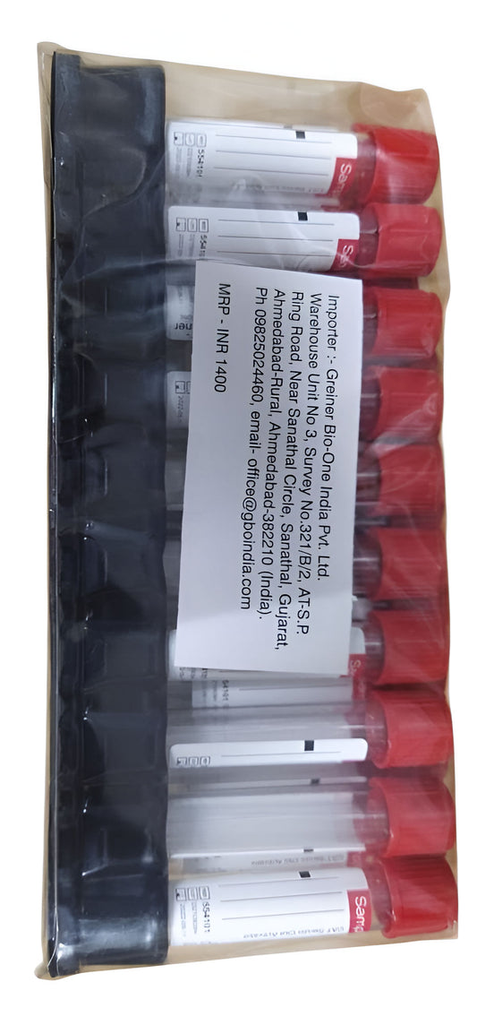 10 x Greiner Samplix Serum Clot Activator 4ml Red Cap Pull Type 554101 Box of 100 Tubes