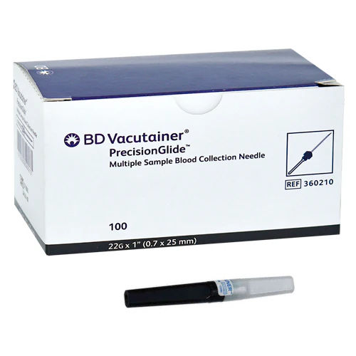 BD CNV Multi Sample Blood Collection Needle - 22GX1 Inch Box of 100 Pieces (360210)