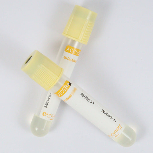 Accucera Gel and Clot Activator Blood Collection Tube - Non Vacuum 3.5ml Pack of 100 Tubes