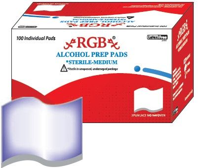 5 x RGB Alchohol Prep Pads Sterile Medium - Pack of 100 Pieces