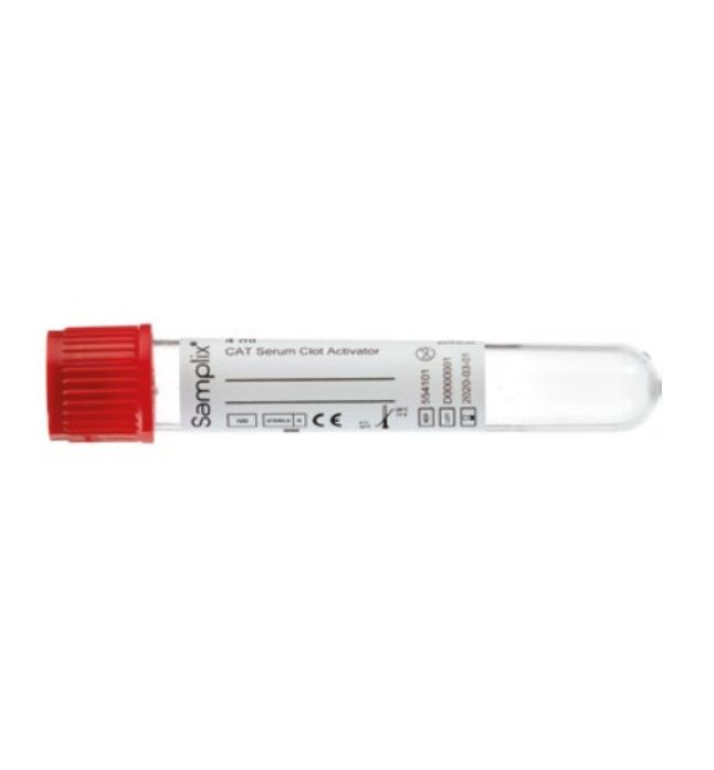 10 x Greiner Samplix Serum Clot Activator 4ml Red Cap Pull Type 554101 Box of 100 Tubes