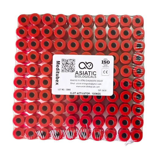 Meditubex Clot Activator 4ml Non Vacuum Blood Collection Tube - Single Rubber Cap Pack of 100 Tubes (102.1)