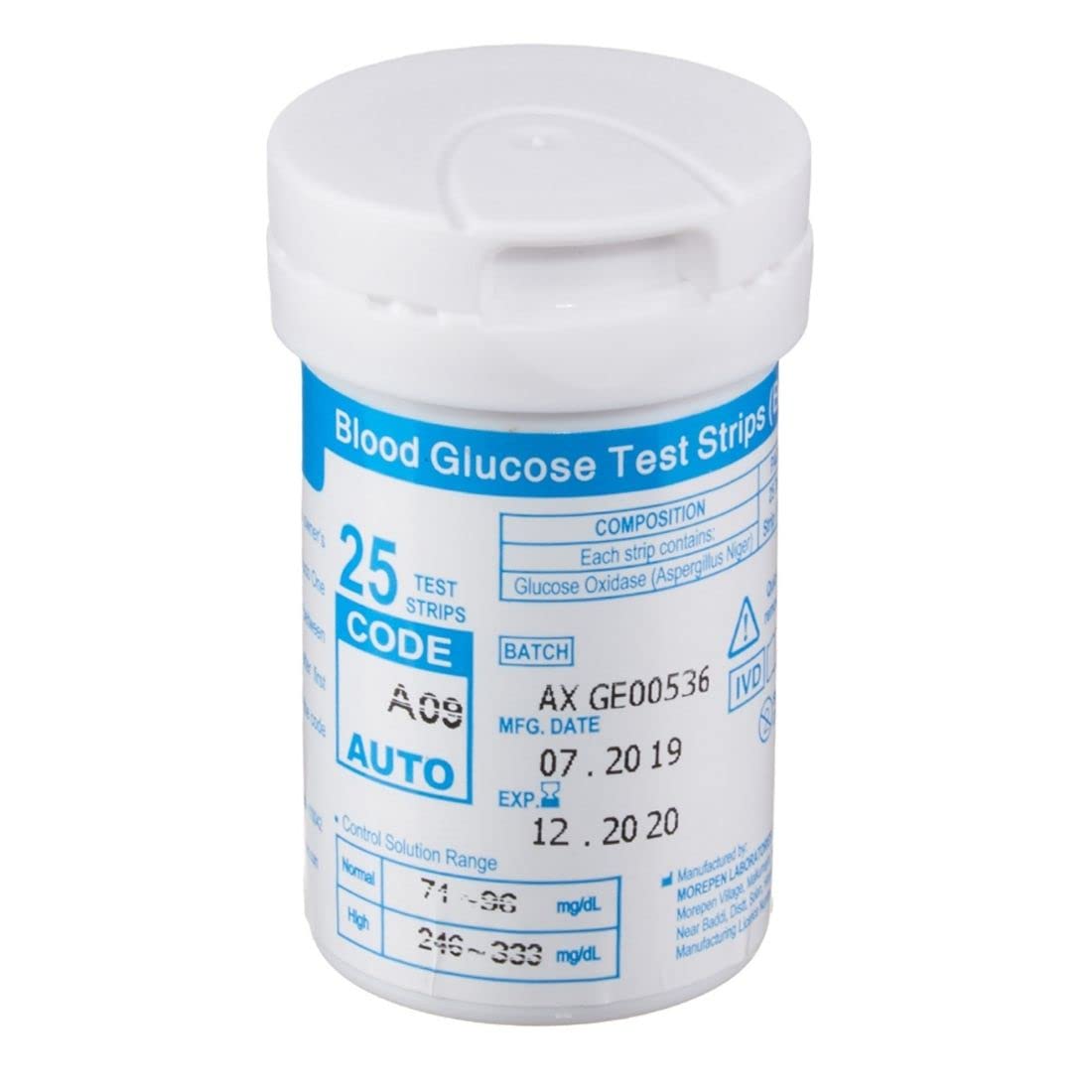 Dr. Morepen Glucometer Strip  - Pack of 25 Strips (BG 03)